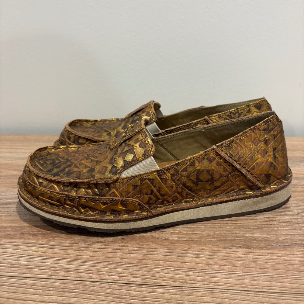 Ariat‎ Cruiser Metallic Aztec Loafer Women Gold 10B Embossed Leather